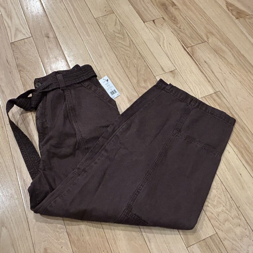 NWT Joie Emerald Brown Cropped Cargo Pants Size 6