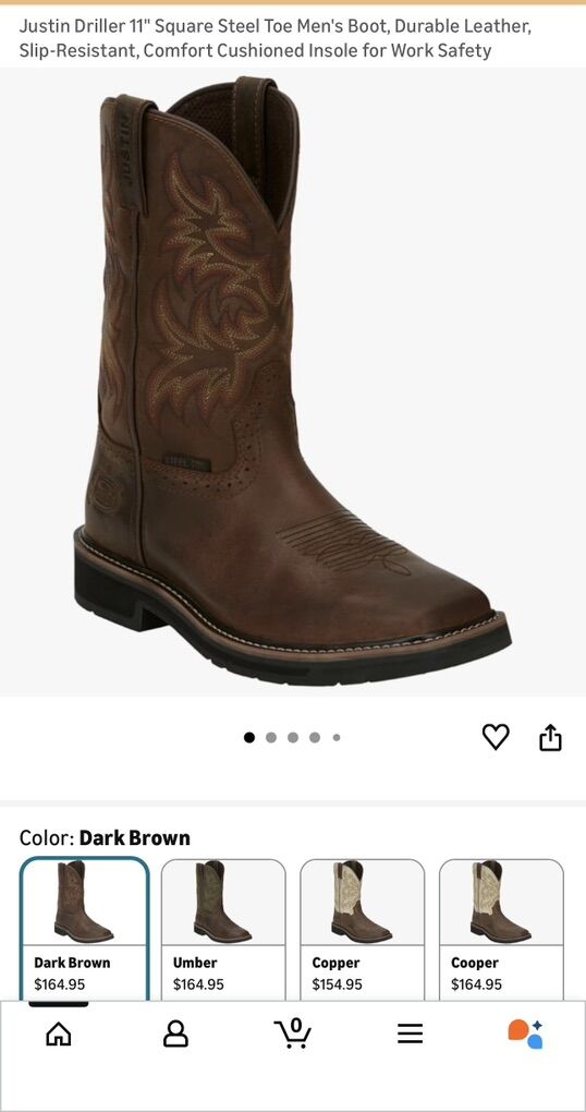 Mens Size 12EE JustIn Steel Toe Boots Square