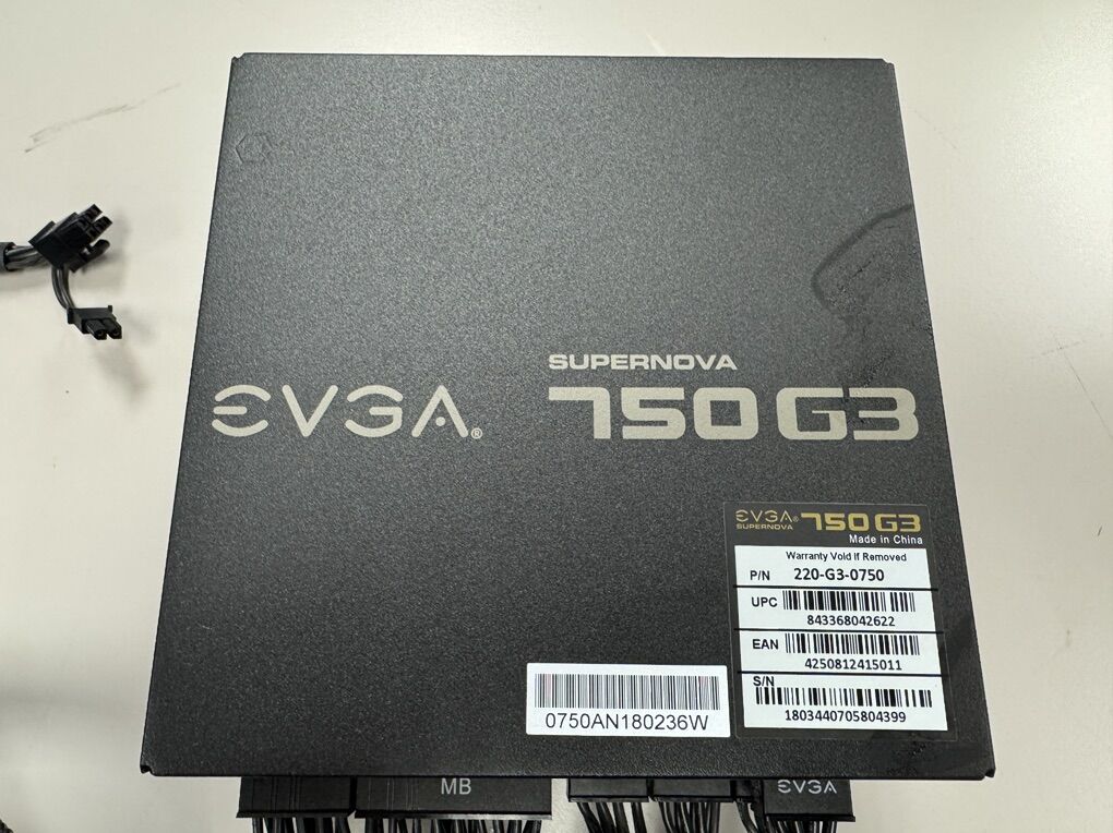 Lot of 5 used EVGA SuperNOVA 750 G3 750W PSUs.