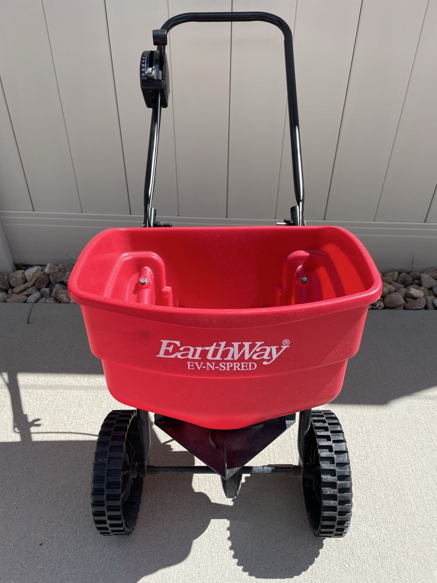 EarthWay EV-N-SPRED Broadcast Spreader - Red Push Spreader for Fertilizer, Seed, Salt