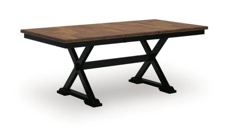 Rustic Farmhouse Extendable Dining Table - 78"L x 40"W, Solid Wood Top, X-Base, Black/Brown