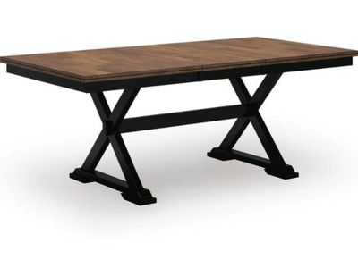 Rustic Farmhouse Extendable Dining Table - 78"L x 40"W, Solid Wood Top, X-Base, Black/Brown