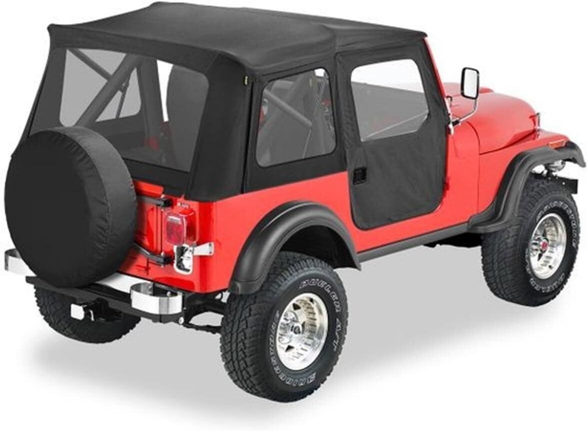 Bestop Supertop Classic Soft Top – Black Denim, Clear Windows, Fits 1976-1983 Jeep CJ5”