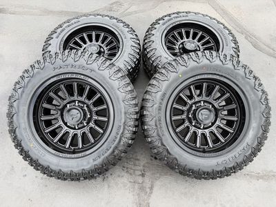 New Fittipaldi Black FA24 LT295/65r20 Patriot RT 35 inch 8 lug 8x170 Ford F250 F350 Superduty Powerstroke wheels and tires