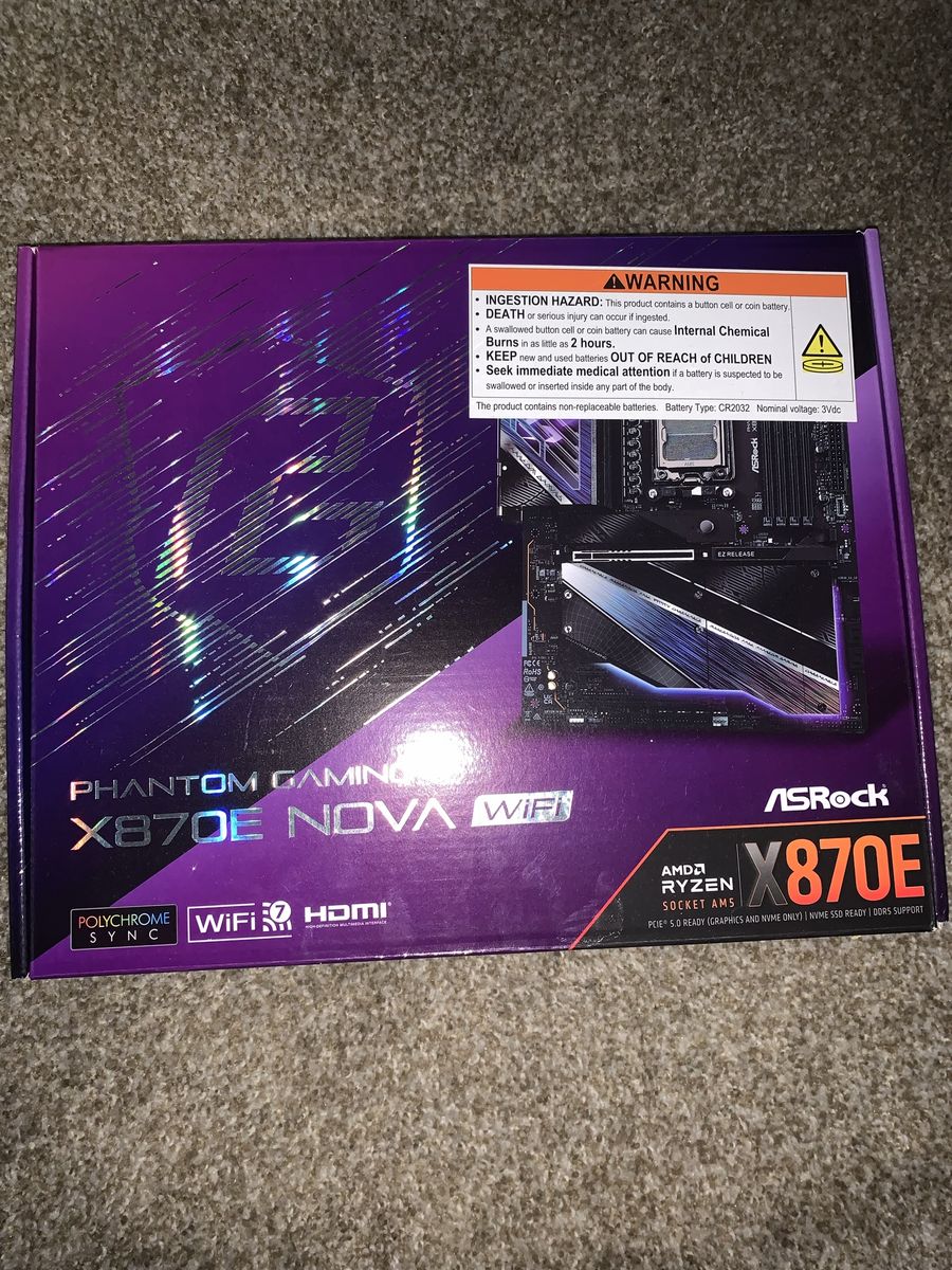 ASRock Phantom Gaming X870E Nova WiFi AM5 Motherboard, DDR5