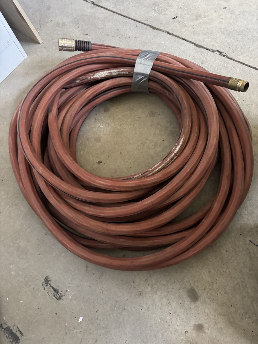 100ft Heavy Duty Red Rubber Water/Air Hose with Brass Fittings