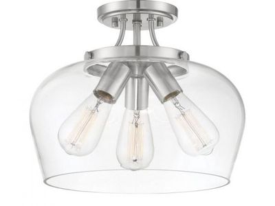 Transitional/ Modern Traditional 3 Light Semi Flushmount in NIckel Finish