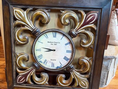 Large 38" by 38" decorative working clock