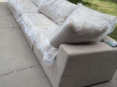 Spacious Beige Fabric Sectional Sofa - Modern Design, Excellent Condition