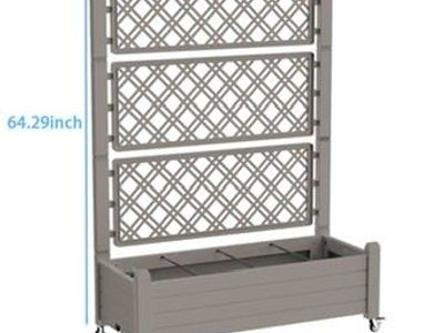 Unbranded 64" Tall Planter Box with Trellis and Wheels - New, Unassembled Garden Decor