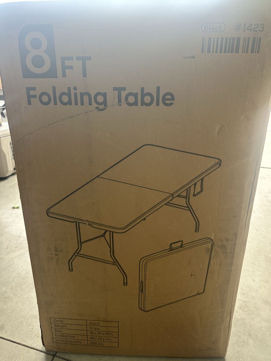 8ft Black Folding Table New in Box