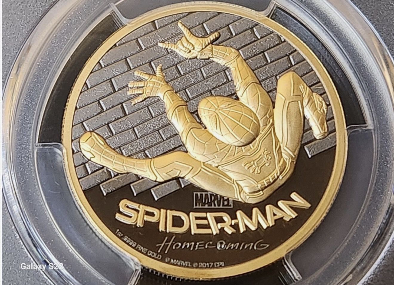 Marvel Spider-Man Homecoming 1 oz .999 Gold Coin with Stan Lee Signature Slabbed by PCGS