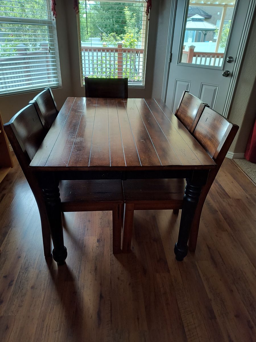 Solid wood dining table and chairs