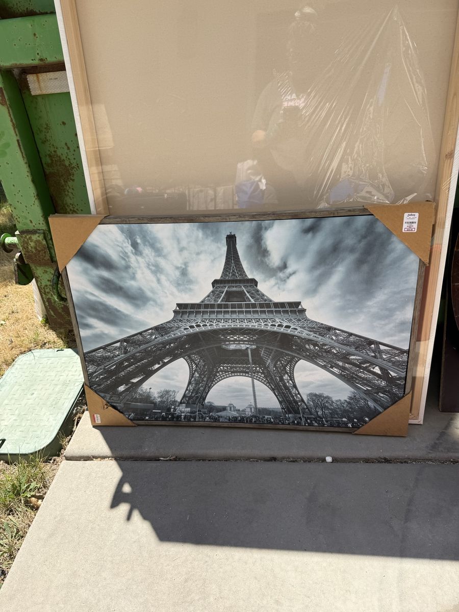 Large Black & White Eiffel Tower Wall Art Decor Framed Print, Paris Theme