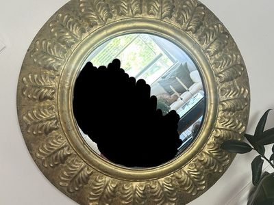 Vintage Gold Ornate Round Wall Mirror - Decorative Gilt Frame, Excellent Condition