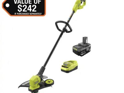 RYOBI
ONE+ 18V 13 in. Cordless Battery String Trimmer/ Lawn Edger with 4.0 Ah Battery and Charger. Brand New