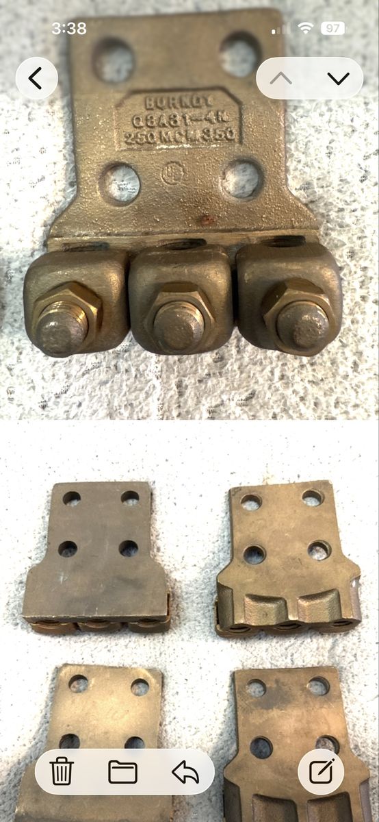 Burndy QA31-4N Bronze Mechanical Terminal Lugs 250-350 kcmil - Set of 4 $400.