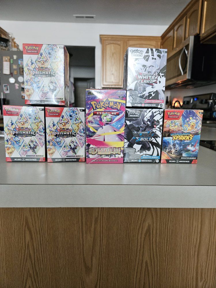 Pokemon TCG Mixed Booster Bundles - Prismatic, White Flare, Black Bolt, Surging Sparks, Korean