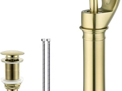 Elegant Bathroom Sink Faucet Single Hole, AUU Waterfall Brushed Gold