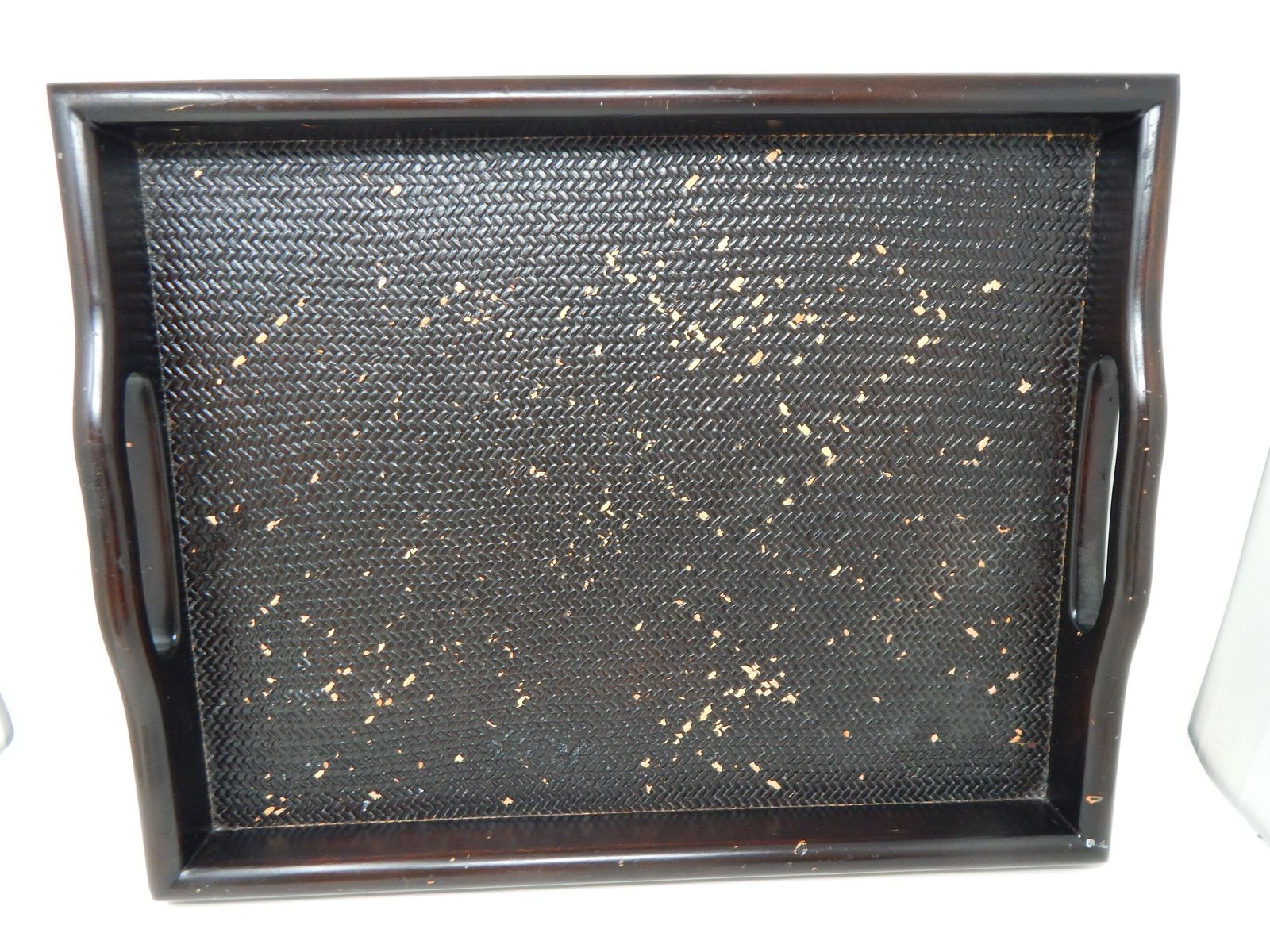 Wooden Handled Large Serving Tray Vintage