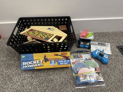 Toy Assortment - Roblox, robot, Lego tape
