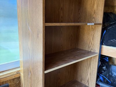 Wood Grain Finish Bookshelf with Multiple Shelves