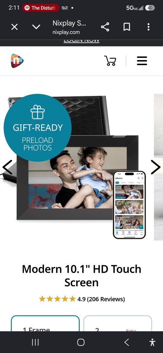 Smart Photo Frame, Nixplay 10.1 Inch  HD Touch Screen Black Wi-Fi Digital Frame