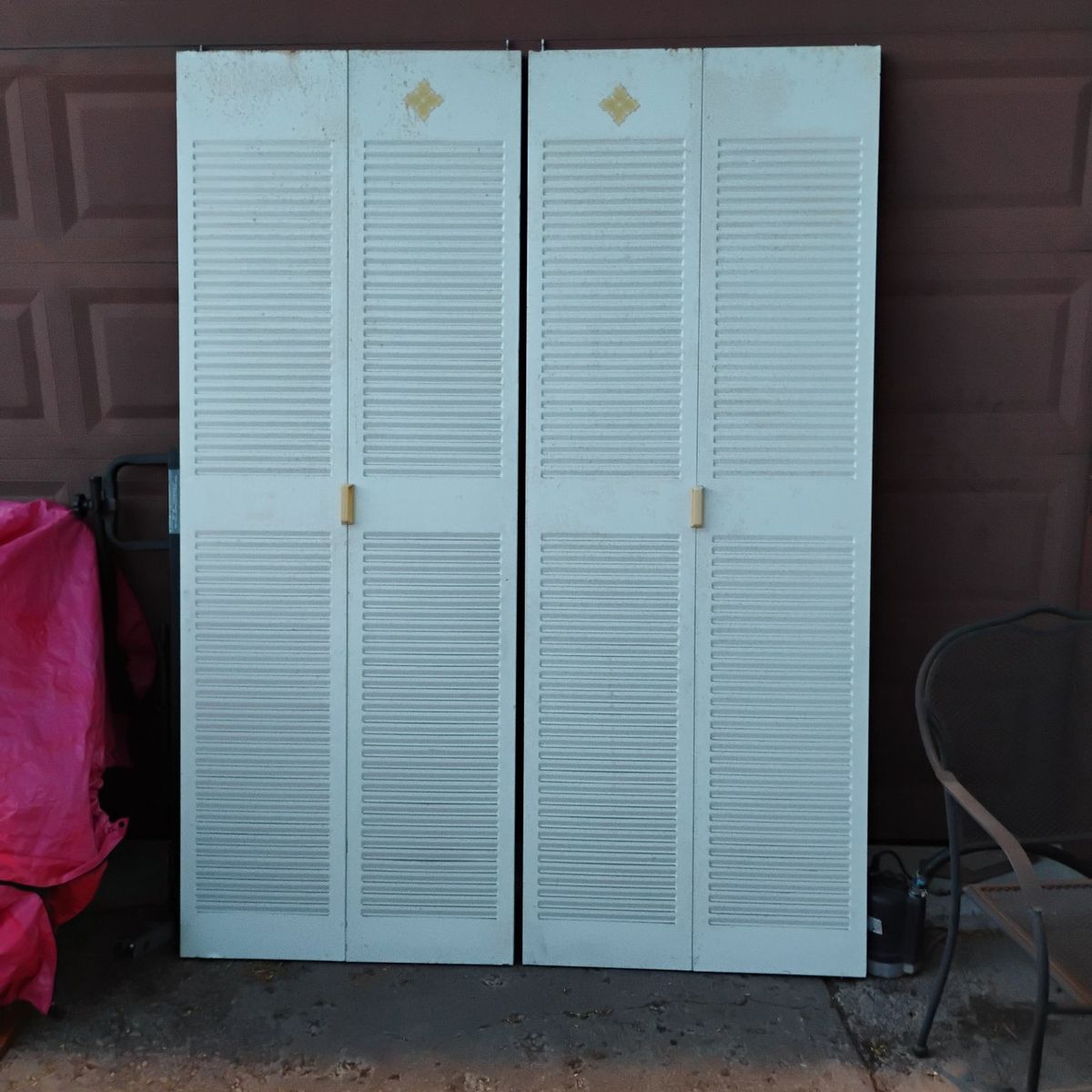 Vintage Metal Bi-fold Louvered Doors 30x80 EA Set