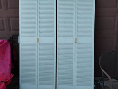 Vintage Metal Bi-fold Louvered Doors 30x80 EA Set