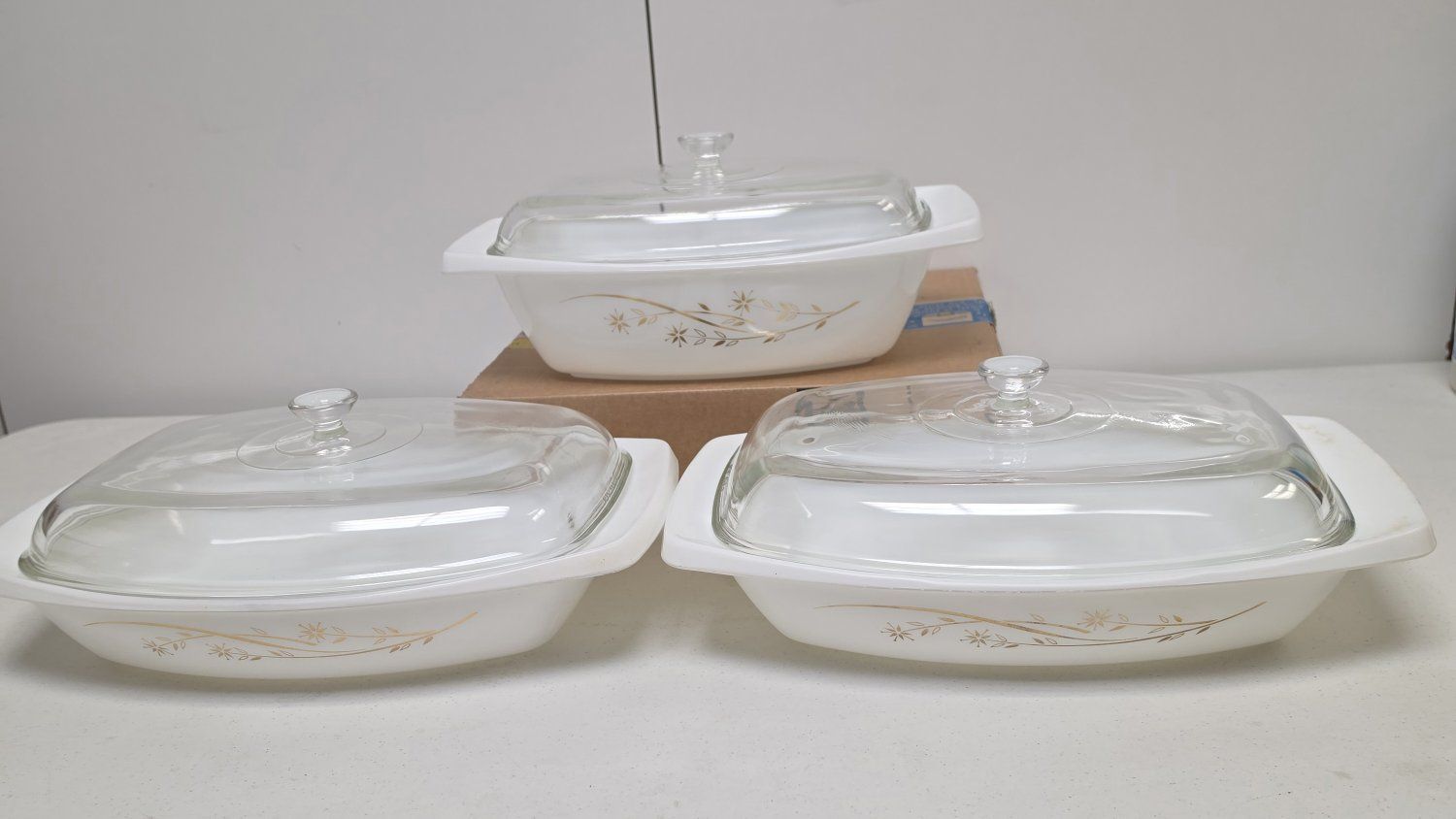 Vintage Pyrex Golden Harvest Honeysuckle Casseroles