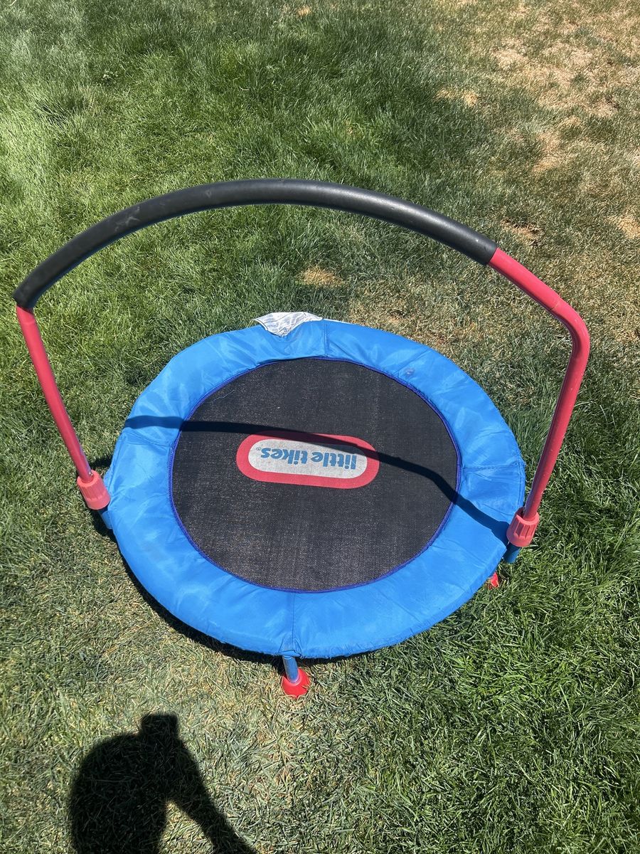 Little Tikes 3' Trampoline with Handle, Blue & Red - Kids Indoor/Outdoor Jumper