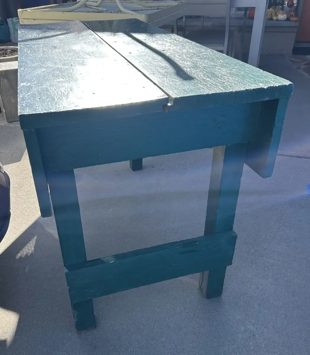 Vintage Wood Heavy Bench or Table John Deer Green