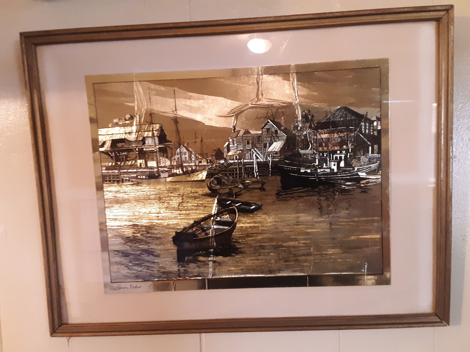 Vintage Lionel Barrymore Gold Foil Etching Sam Pedro Signed by Artist