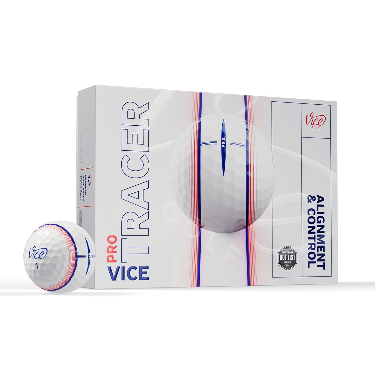 NEW Vice Pro Tracer Navy Red Limited Edition Golf Balls 1 Dozen 12 Balls