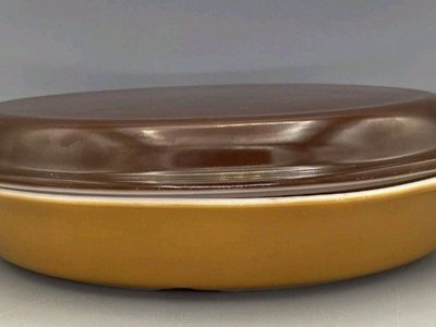 Vintage Pyrex Divided Casserole Dish with Brown Opal Lid