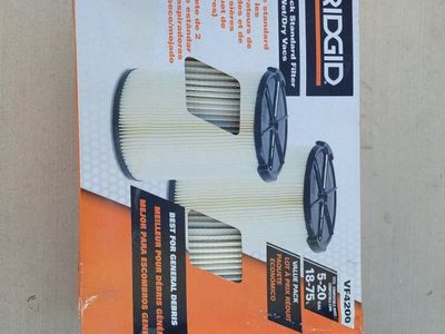 RIDGID VF4200 2-Pack Standard Wet/Dry Vac Filters - 5-20 Gallon, Best for General Debris