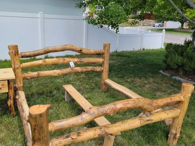 King size log bed