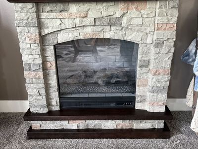Electric Fireplace with Stone Mantel - Realistic Flame Effect, 45" W x 40" H