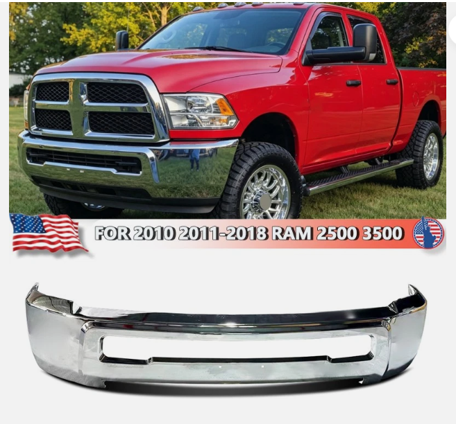 2011-2018 Ram 2500 3500 Big Horn W/O Fog Hole Chrome Front Bumper Face Bar 