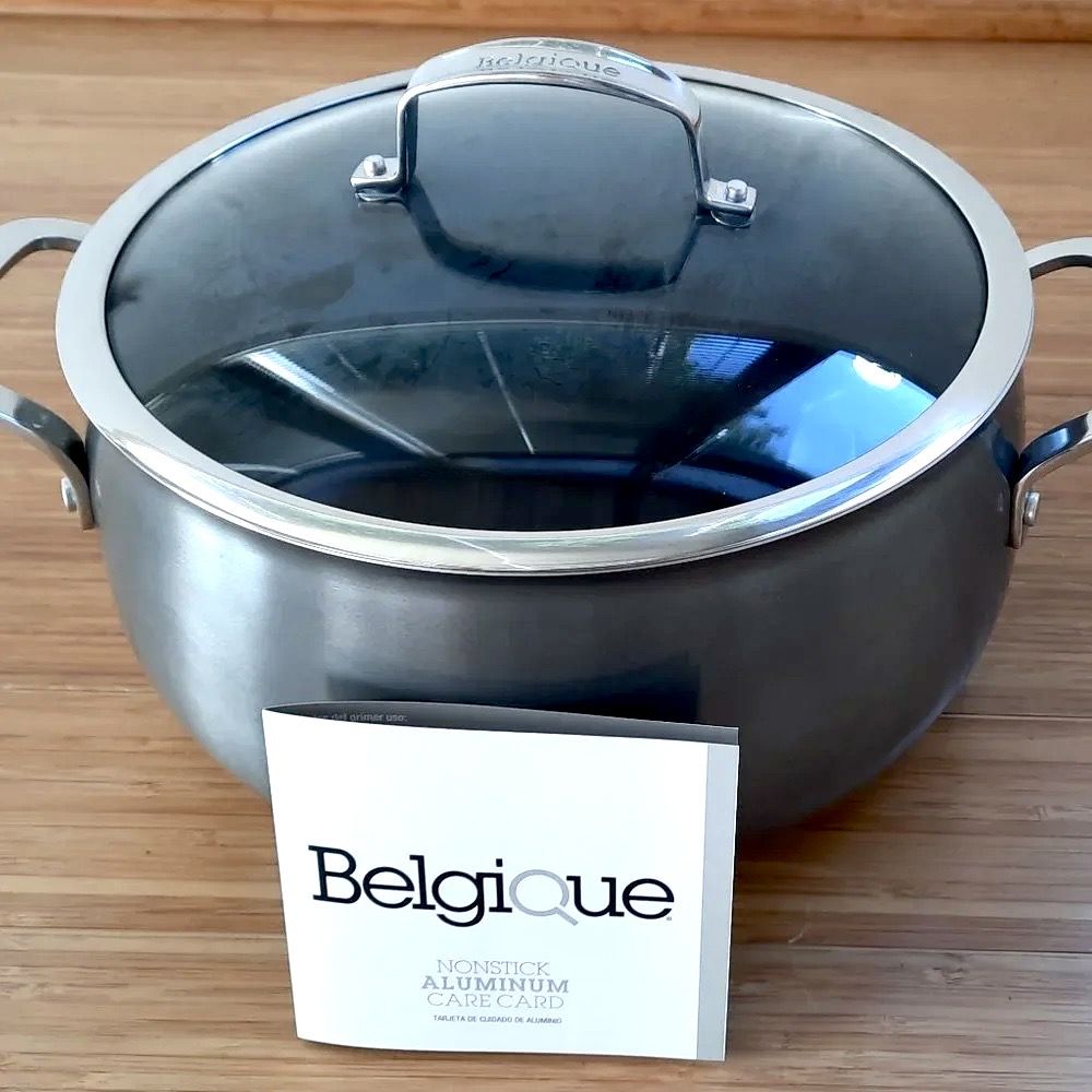 Quality Belgique 7.5 Qt. - Nonstick Gray - Aluminum Dutch Oven - Tempered Glass Lid - Riveted Handles - NIB $60