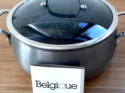 Quality Belgique 7.5 Qt. - Nonstick Gray - Aluminum Dutch Oven - Tempered Glass Lid - Riveted Handles - NIB $60