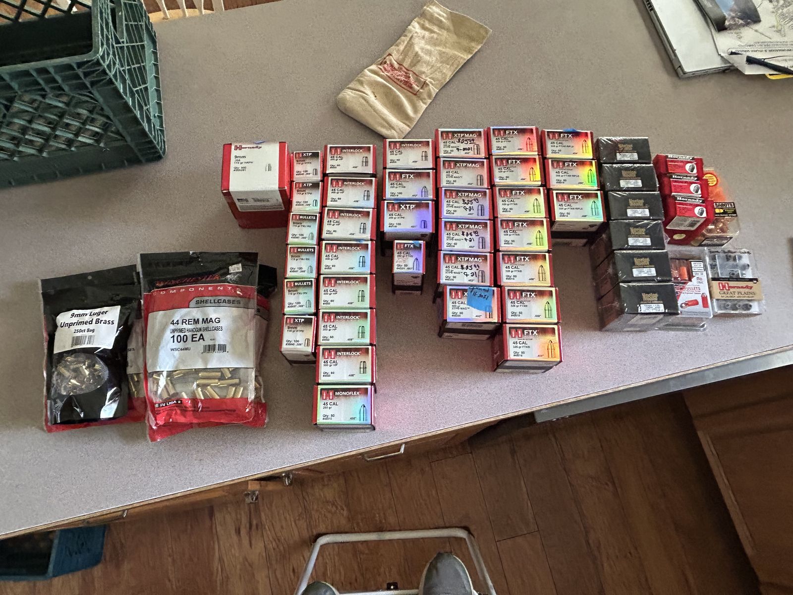 45 Calber, 9mm and 10mm bullets