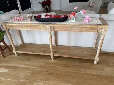 Console Table Wood Sofa Entryway Accent Table with Drawers and Storage Shelf