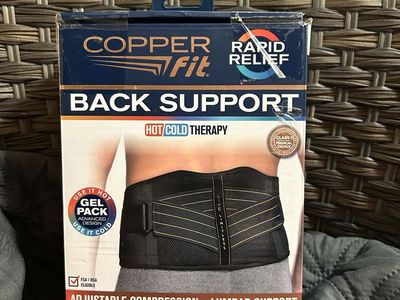 Copper Fit Rapid Relief Back Support with Hot/Cold Gel Pack, Adjustable Compression, Lumbar Support Cash Only Please
