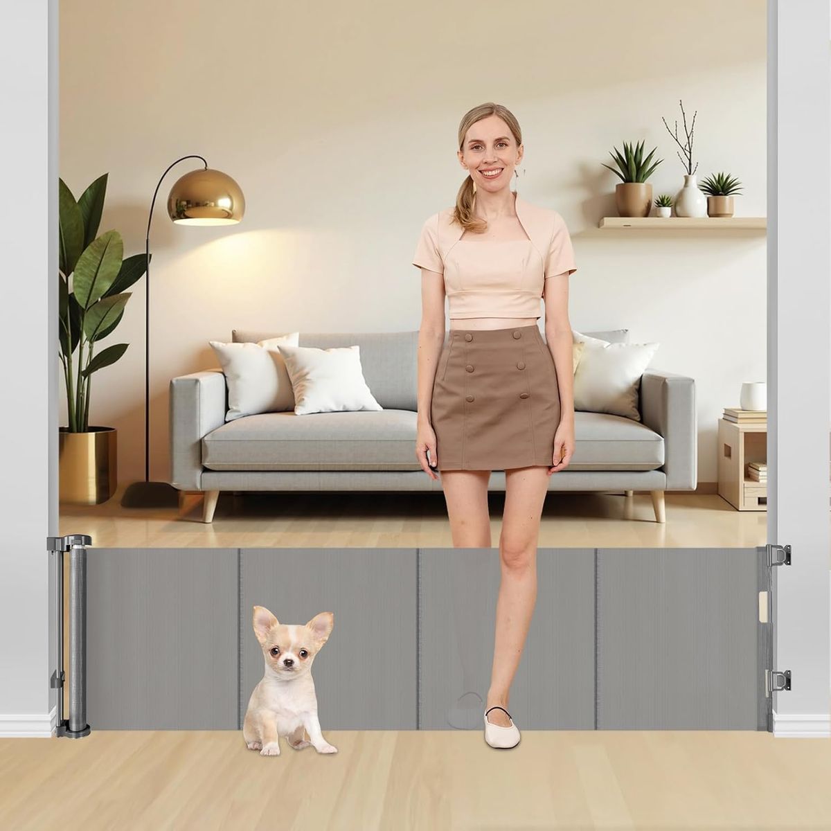 20"x80" Extra Wide Small Dog Gate to Step Over, Short (Gray)