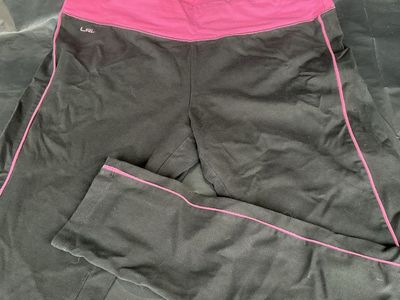 Lauren Ralph Lauren Women's Black & Pink Athletic Pants Size L with Zipper Pocket