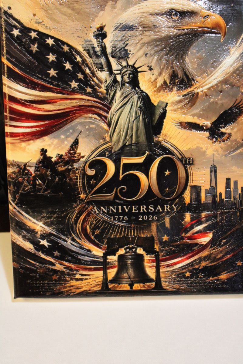 Premium 250th Anniversary USA UV Printed Wall Art & Stone Coasters High End Patriotic Décor