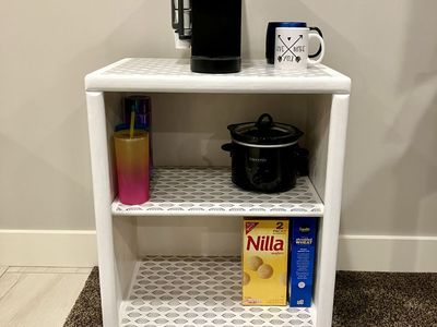 White Wood Storage Shelves / Side Table with 1 Adjustable Shelf