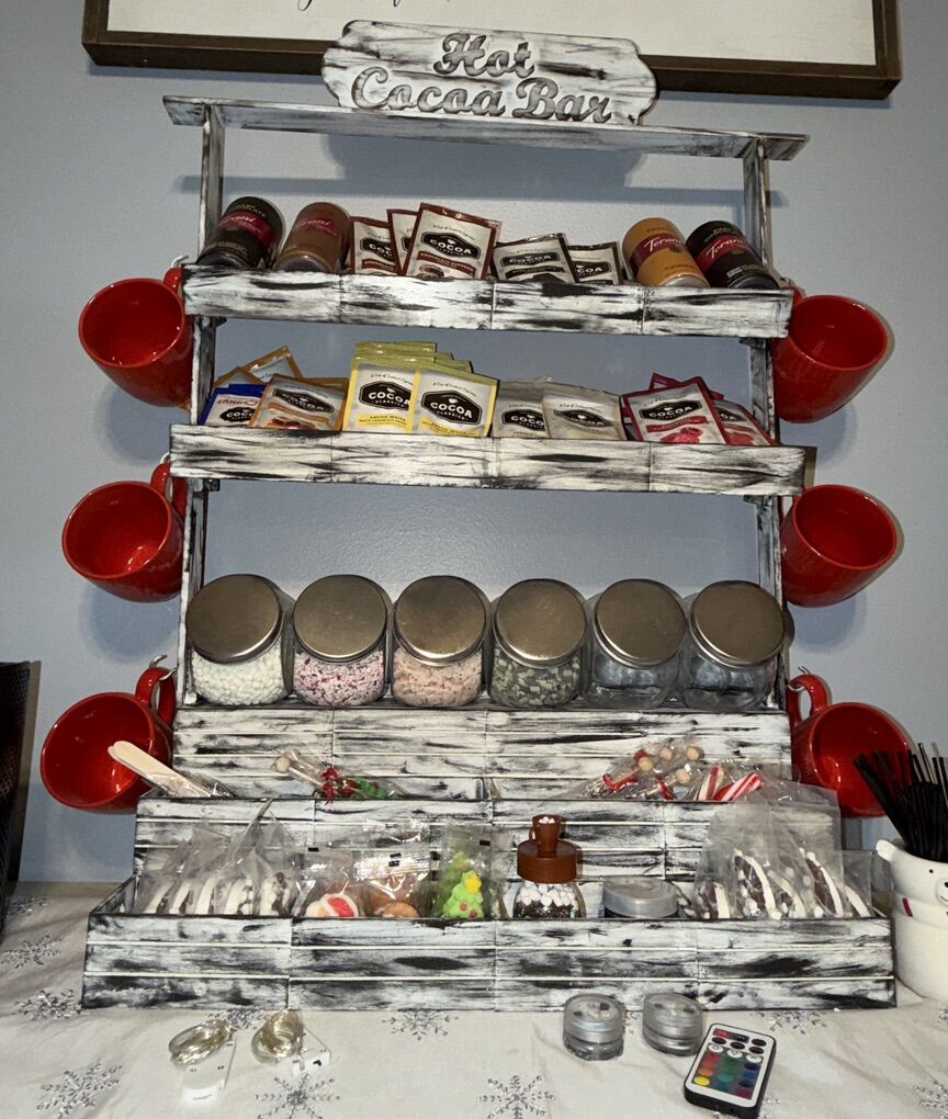 Hot cocoa, chocolate, tea, coffee Bar Stand, Display Table Hand made Craft MEDIUM / LARGE