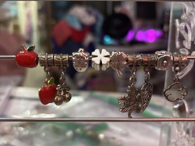 Assorted Nature Themed Charms for Bracelet - Red Apple, Shamrock, Leaf, Cloud & More